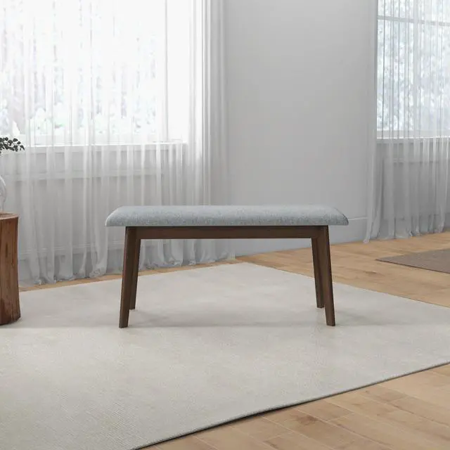 Alt view image 7 of 7 - Carlos Fabric Upholstered Solid Wood Bench