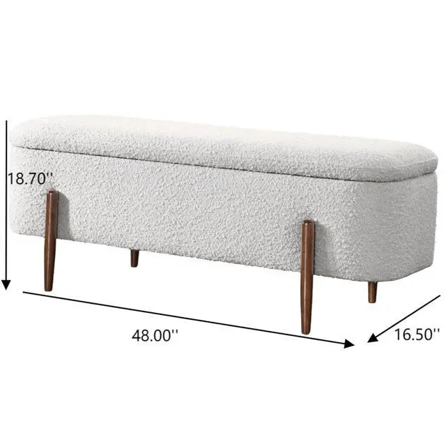 Alt view image 3 of 6 - Sarna Ivory Boucle Storage Bench