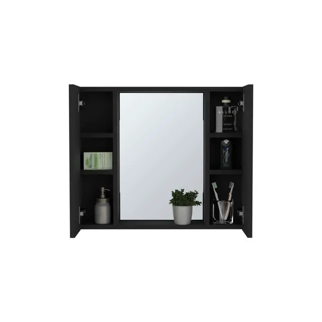 Alt view image 5 of 7 - Artemisa Medicine Cabinet, Double Door, Mirror, One External Shelf -Black