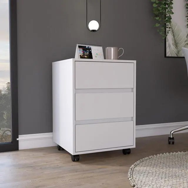 Main image of Artemisa 3 Drawer Filing Cabinet, Four Casters, Superior Top -White