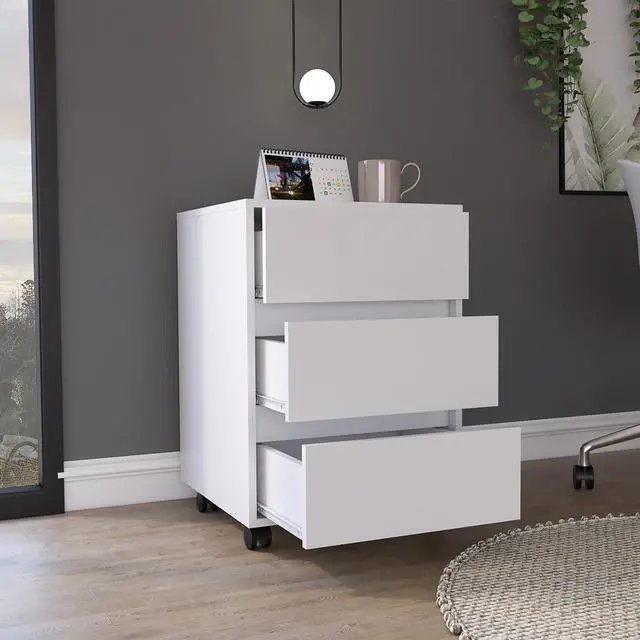Alt view image 4 of 7 - Artemisa 3 Drawer Filing Cabinet, Four Casters, Superior Top -White