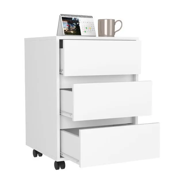 Alt view image 6 of 7 - Artemisa 3 Drawer Filing Cabinet, Four Casters, Superior Top -White