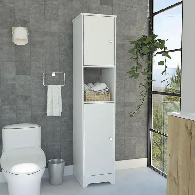 Main image of Ibis Linen Cabinet, Double Doors, Four Interior Shelves, Two Cabinets -White