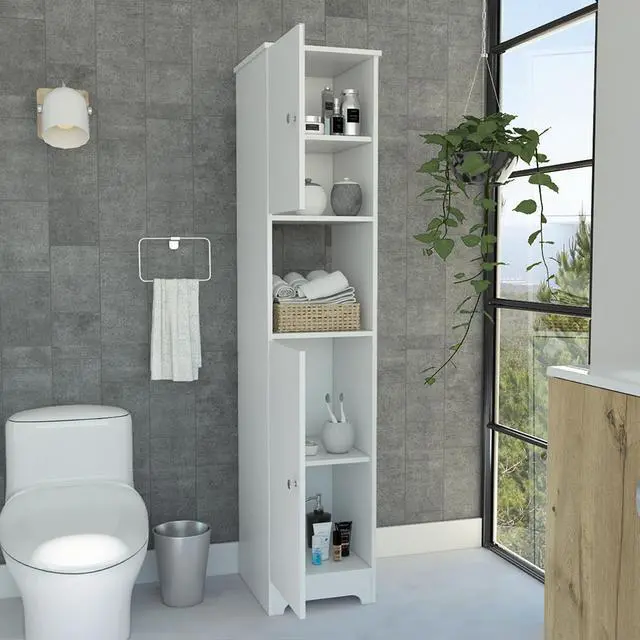 Alt view image 5 of 6 - Ibis Linen Cabinet, Double Doors, Four Interior Shelves, Two Cabinets -White