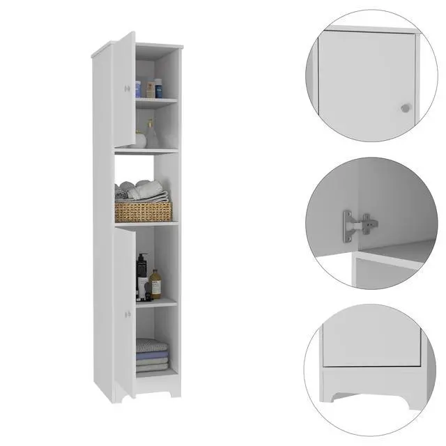 Alt view image 3 of 6 - Ibis Linen Cabinet, Double Doors, Four Interior Shelves, Two Cabinets -White