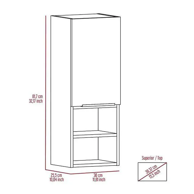 Alt view image 4 of 7 - Mila Bathroom Cabinet, Two Interior Shelves, Two External Shelves, Single Door Cabinet -Smokey Oak