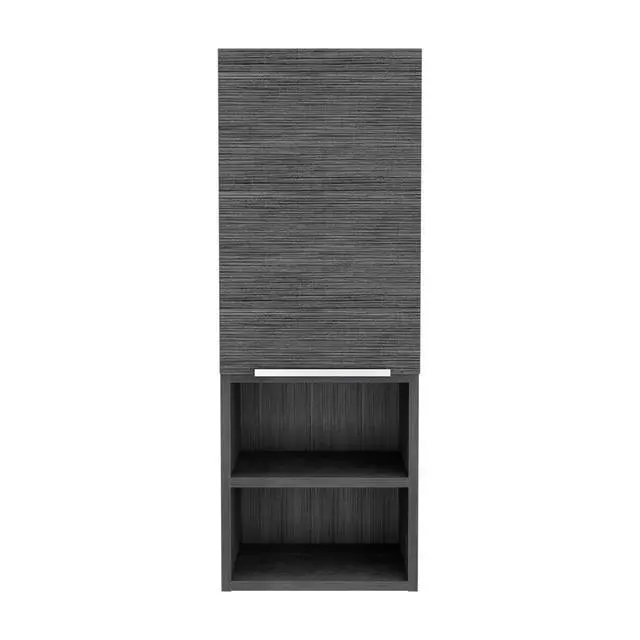 Alt view image 2 of 7 - Mila Bathroom Cabinet, Two Interior Shelves, Two External Shelves, Single Door Cabinet -Smokey Oak