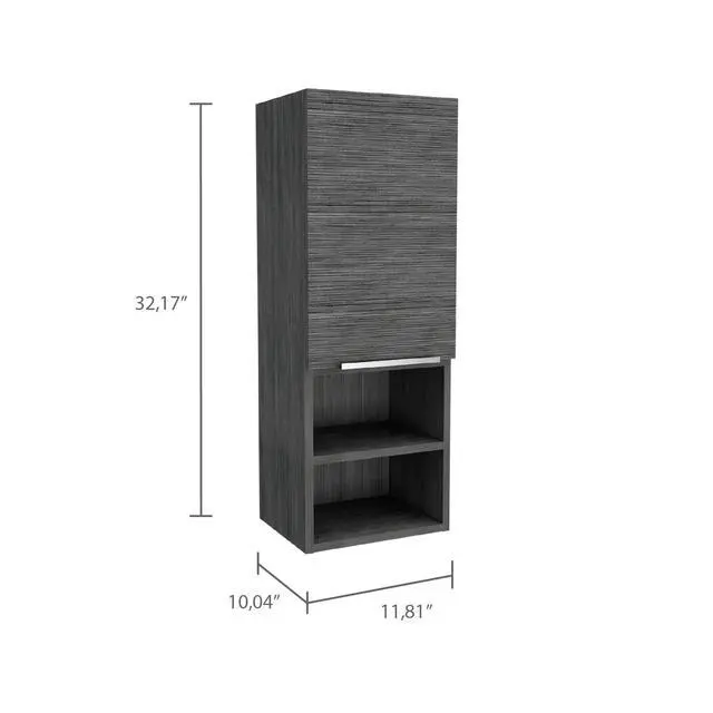 Alt view image 7 of 7 - Mila Bathroom Cabinet, Two Interior Shelves, Two External Shelves, Single Door Cabinet -Smokey Oak