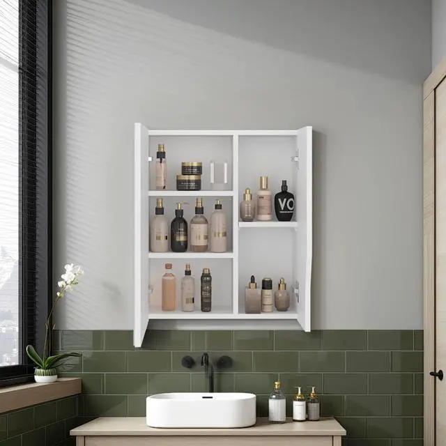 Alt view image 4 of 7 - MAGIA Wall-Mounted Bathroom Cabinet with Mirror, White.