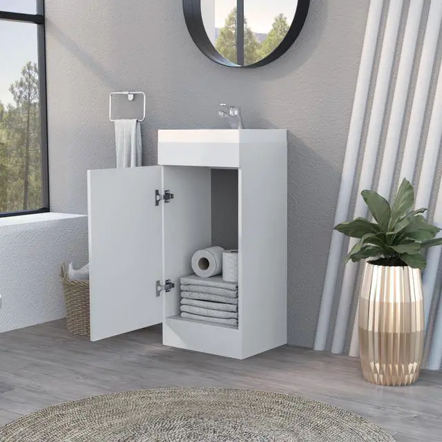 Alt view image 6 of 7 - Madrid Bathroom Vanity in melamine with 1 door