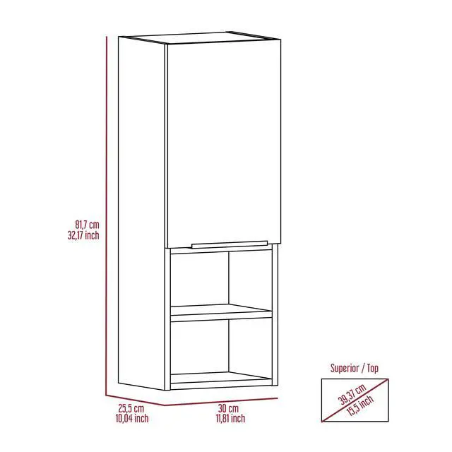 Alt view image 4 of 7 - Mila Bathroom Cabinet, Two Interior Shelves, Two External Shelves, Single Door Cabinet -Black