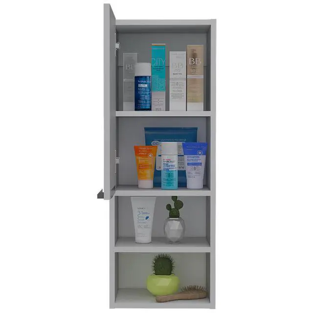 Alt view image 5 of 7 - Mila Bathroom Cabinet, with Two Internal Shelves, Two External Shelves and Single Door, White