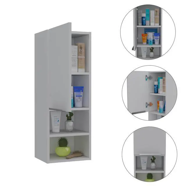 Alt view image 6 of 7 - Mila Bathroom Cabinet, with Two Internal Shelves, Two External Shelves and Single Door, White