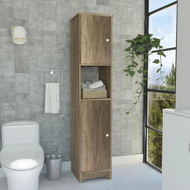 Main image of Ibis Linen Cabinet, Double Doors, Four Interior Shelves, Two Cabinets -Light Oak
