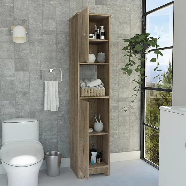 Alt view image 5 of 6 - Ibis Linen Cabinet, Double Doors, Four Interior Shelves, Two Cabinets -Light Oak