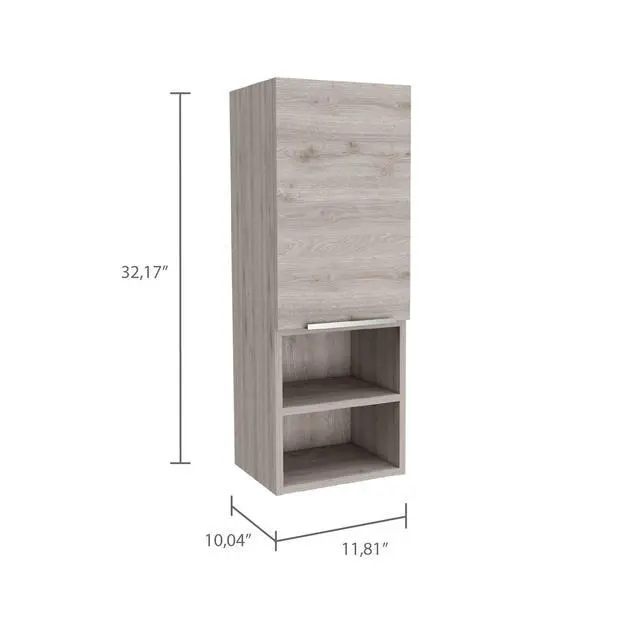 Alt view image 7 of 7 - Mila Bathroom Cabinet, Two Interior Shelves, Two External Shelves, Single Door Cabinet -Light Gray