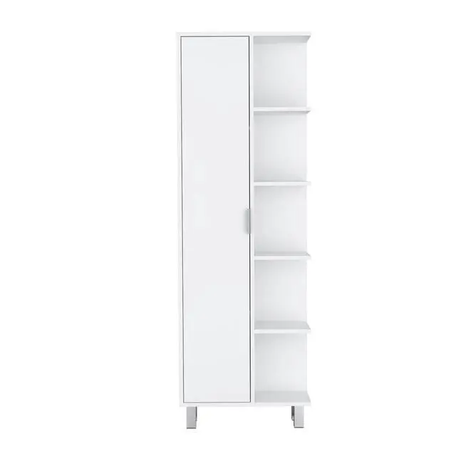 Alt view image 2 of 7 - Crovie Linen 63-inch High Bathroom Cabinet Storage Cabinet with Four Open Shelves