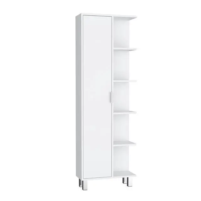 Alt view image 6 of 7 - Crovie Linen 63-inch High Bathroom Cabinet Storage Cabinet with Four Open Shelves