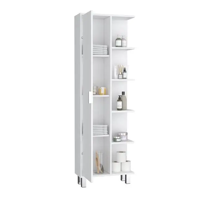 Alt view image 7 of 7 - Crovie Linen 63-inch High Bathroom Cabinet Storage Cabinet with Four Open Shelves