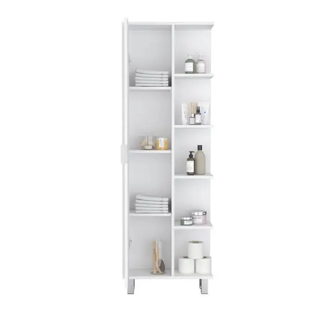 Alt view image 5 of 7 - Crovie Linen 63-inch High Bathroom Cabinet Storage Cabinet with Four Open Shelves