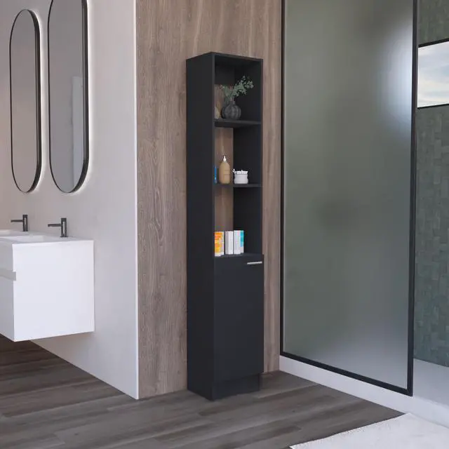 Main image of Parks Linen Bathroom Storage Cabinet with one Doors, Tall Bathroom Cabinet with 6 Shelves, for Bathroom, Living Room, Kitchen
