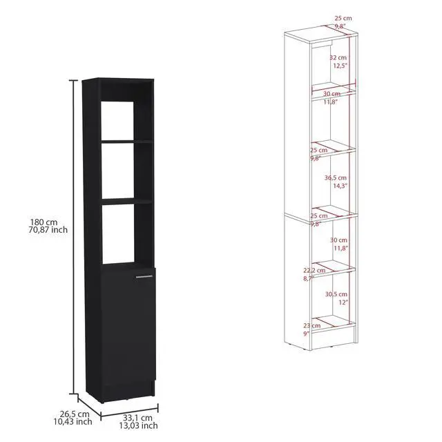 Alt view image 3 of 7 - Parks Linen Bathroom Storage Cabinet with one Doors, Tall Bathroom Cabinet with 6 Shelves, for Bathroom, Living Room, Kitchen