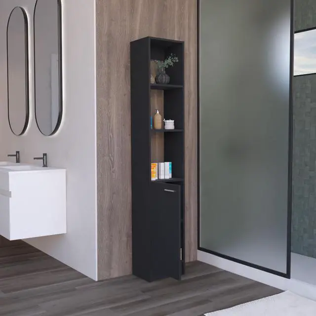 Alt view image 5 of 7 - Parks Linen Bathroom Storage Cabinet with one Doors, Tall Bathroom Cabinet with 6 Shelves, for Bathroom, Living Room, Kitchen