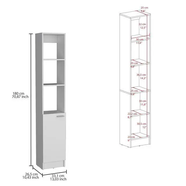 Alt view image 3 of 7 - Parks Linen Bathroom Storage Cabinet with one Doors, Tall Bathroom Cabinet with 6 Shelves, for Bathroom, Living Room, Kitchen