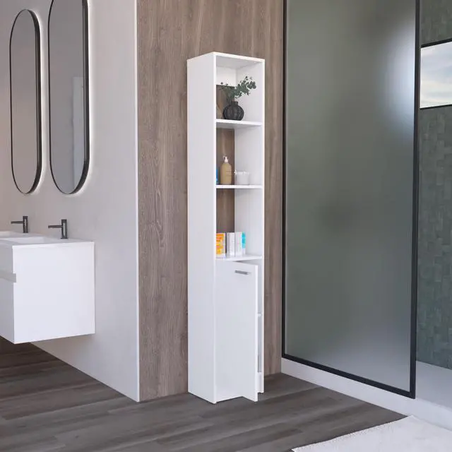 Alt view image 5 of 7 - Parks Linen Bathroom Storage Cabinet with one Doors, Tall Bathroom Cabinet with 6 Shelves, for Bathroom, Living Room, Kitchen