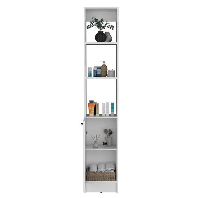 Alt view image 6 of 7 - Parks Linen Bathroom Storage Cabinet with one Doors, Tall Bathroom Cabinet with 6 Shelves, for Bathroom, Living Room, Kitchen