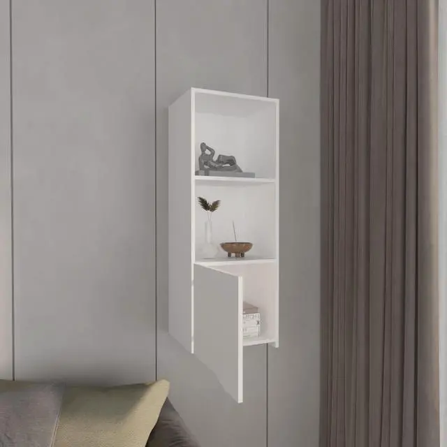 Alt view image 5 of 7 - Obregon 43" Tall One-Door Wall Cabinet with Two Open Shelves, Medicine Cabinet