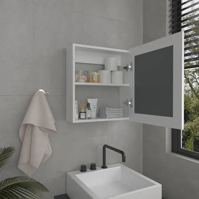 Alt view image 5 of 7 - Luma Medicine Cabinet with Mirror Door 20.5" High Cabinet Organizer with Two interior Shelves for Bathroom, Kitchen, Mudroom