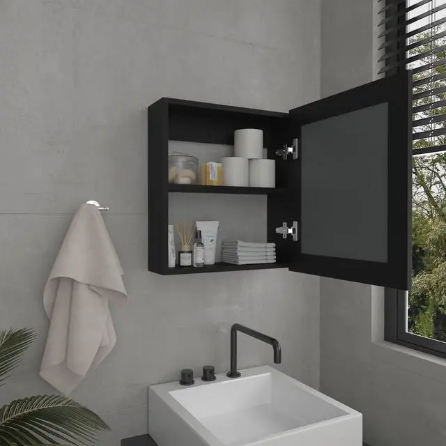 Alt view image 5 of 7 - Luma Medicine Cabinet with Mirror Door 20.5" High Cabinet Organizer with Two interior Shelves for Bathroom, Kitchen, Mudroom
