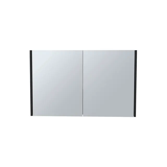 Alt view image 6 of 7 - Bouti 19.7" H x 31.5" W Double Door Mirror Medicine Cabinet, Three interior Shelves for Bathroom, Kitchen Black