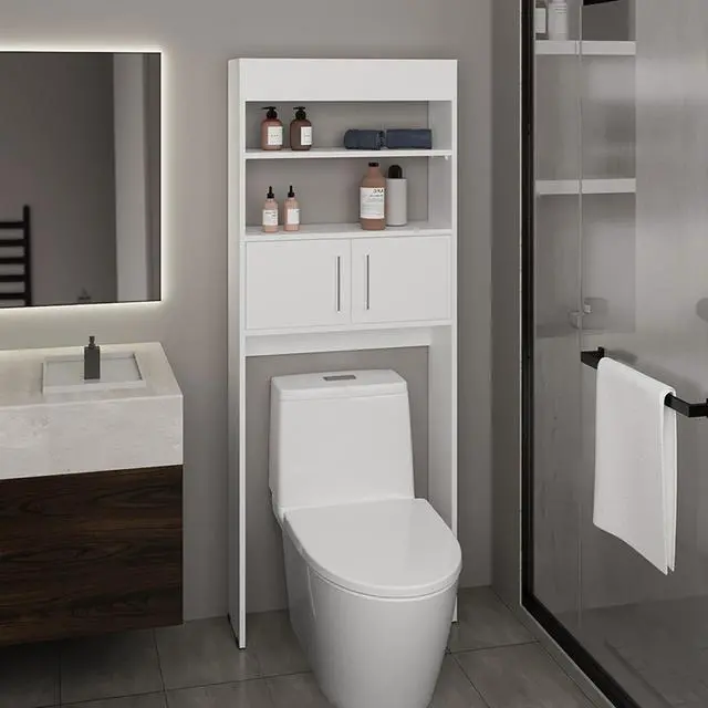 Main image of Madrid Over The Toilet Cabinet, Double Door, Two Shelves White