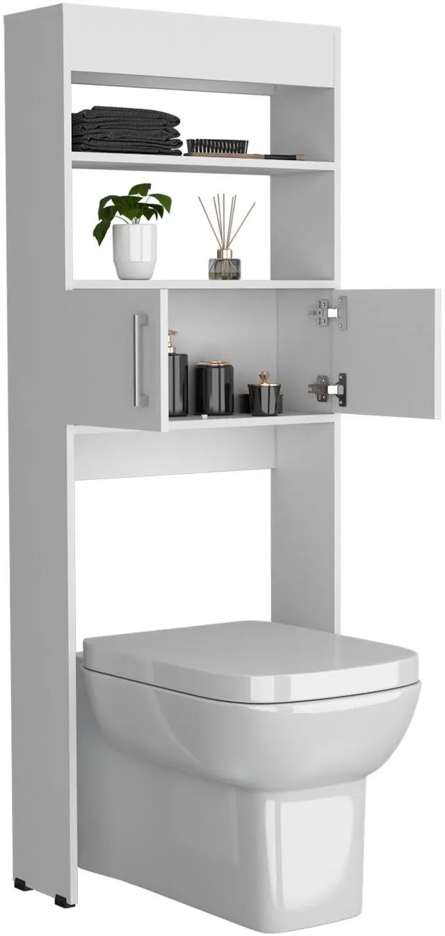 Alt view image 7 of 7 - Madrid Over The Toilet Cabinet, Double Door, Two Shelves White