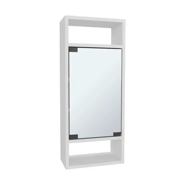 Alt view image 7 of 7 - Uros Wall-Mounted Mirror Medicine Cabinet With One Door And Interior Storage Shelves, White