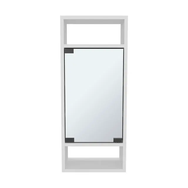 Alt view image 3 of 7 - Uros Wall-Mounted Mirror Medicine Cabinet With One Door And Interior Storage Shelves, White