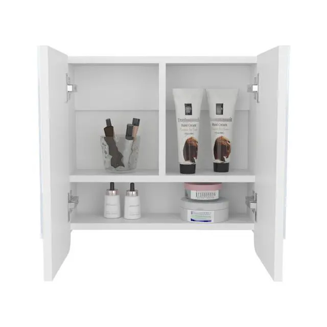 Alt view image 7 of 7 - Luv Mirror Medicine Cabinet with Interior Shelves, Modern Bathroom Storage Solution And Organizer, White