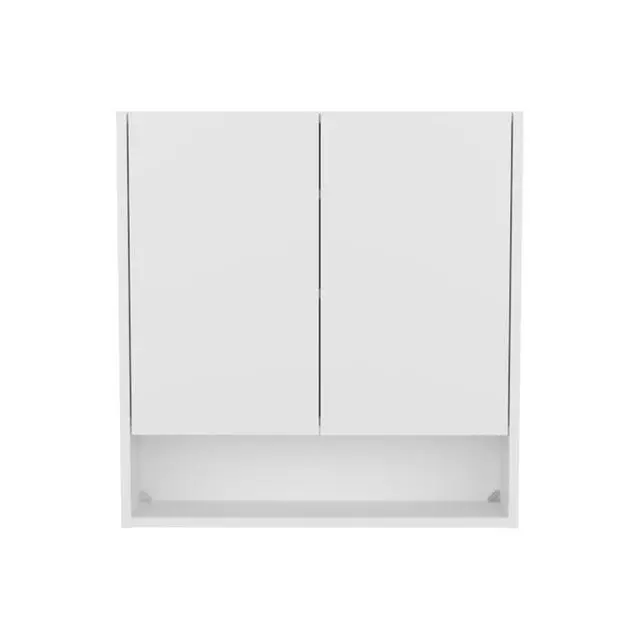 Alt view image 2 of 7 - Double-Door Medicine Cabinet With Mirrored Doors And Interior Shelves, White