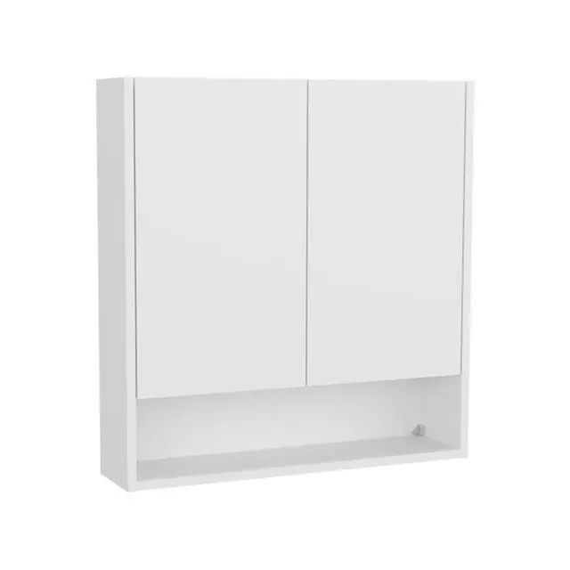 Alt view image 6 of 7 - Double-Door Medicine Cabinet With Mirrored Doors And Interior Shelves, White