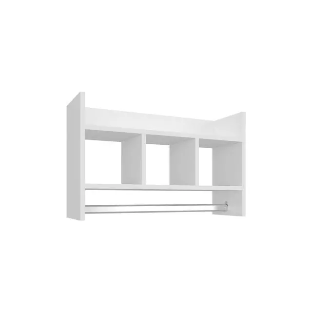 Alt view image 5 of 7 - Bathroom Wall Shelf with Towel Bar, Compact Storage With A Wide Upper Shelf, Three Comapct Middle Shelves and Towel Holder for Bathroom Organizer, White