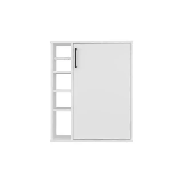 Alt view image 2 of 7 - Meller Wall-Mounted Medicine Cabinet With 1 Door And 3 Open Shelves, Modern Bathroom Storage Organizer, White