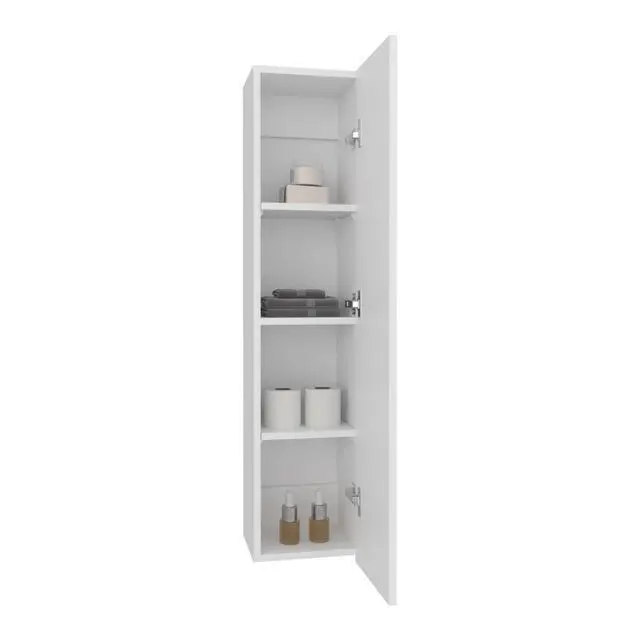 Alt view image 5 of 7 - 43 Inch One Door Wall-Mounted Bathroom Cabinet with 3 Storage Shelves, Vertical Organizer for Bathroom, Bedroom or Laundry Room