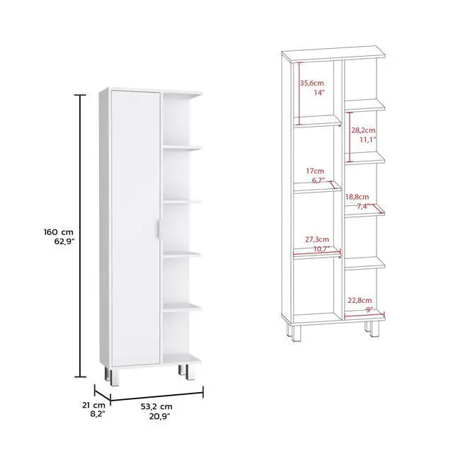 Alt view image 3 of 7 - Crovie Linen 63-inch High Bathroom Cabinet Storage Cabinet with Four Open Shelves