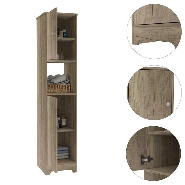 Alt view image 3 of 6 - Ibis Linen Cabinet, Double Doors, Four Interior Shelves, Two Cabinets -Light Oak