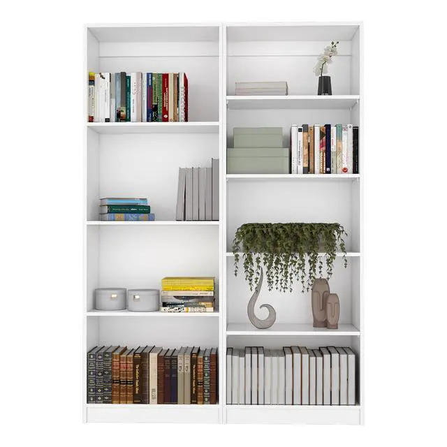 Alt view image 2 of 6 - 2 Piece Bookcase Living Room Set, Storage Cabinet, 49" Wide and 9 Shelves Matt Gray / White