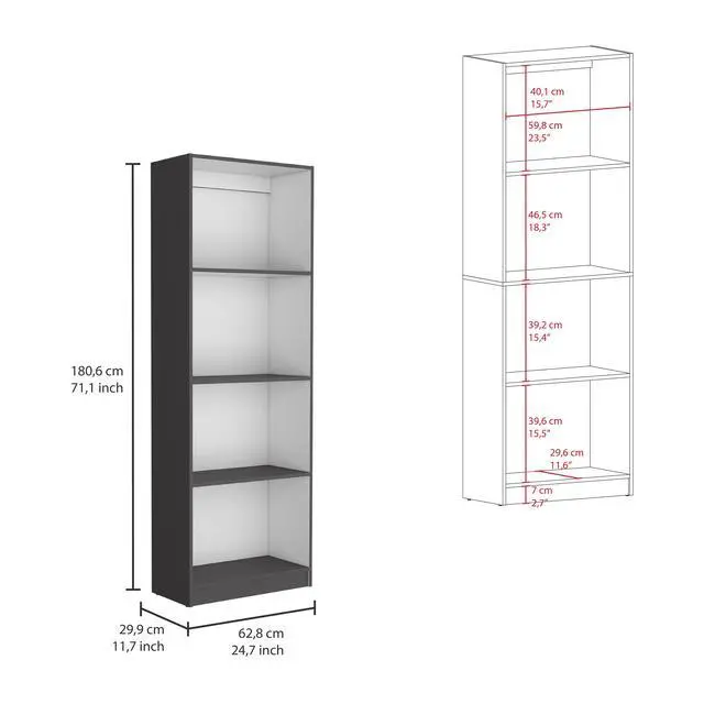 Alt view image 4 of 6 - 2 Piece Bookcase Living Room Set, Storage Cabinet, 42" Wide and 9 Shelves Matt Gray / White