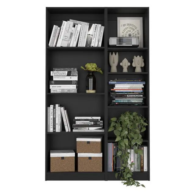 Alt view image 2 of 6 - 2 Piece Bookcase Living Room Set, Storage Cabinet, 42" Wide and 9 Shelves Black