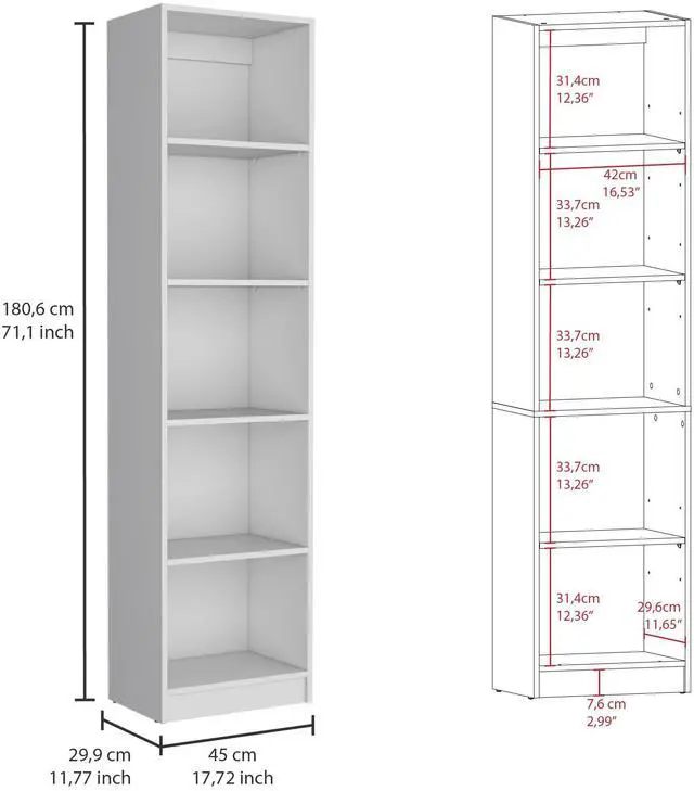 Alt view image 4 of 6 - 2 Piece Bookcase Living Room Set, Storage Cabinet, 42" Wide and 9 Shelves White